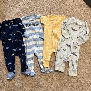 Assorted Blue and Yellow Footies Soft One Pieces
